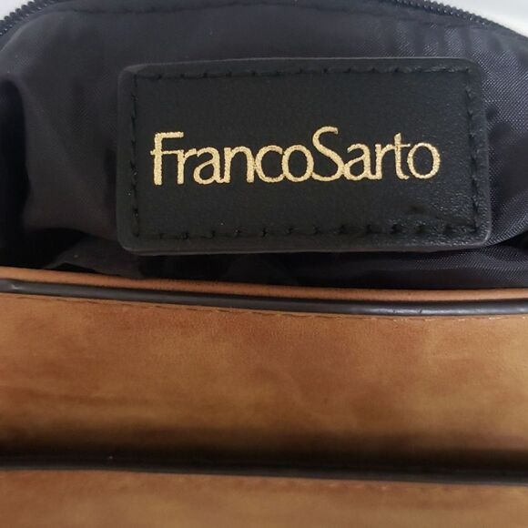 Franco Sarto Purse Tan Suede Tassel Crossbody Bag Structured Saddlebag Purse - Picture 4 of 7